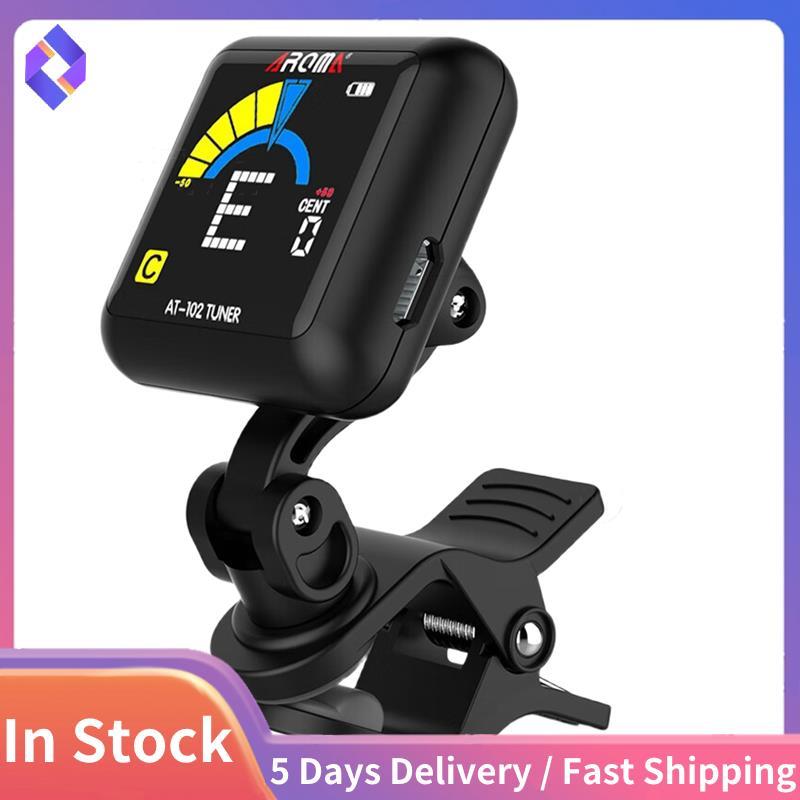 AROMA Guitar Tuner Màn Hình Màu Kẹp Đàn Guitar Tuner Guitar Chỉnh Màn Hình Màu Với Pin Tích Hợp Kẹp 