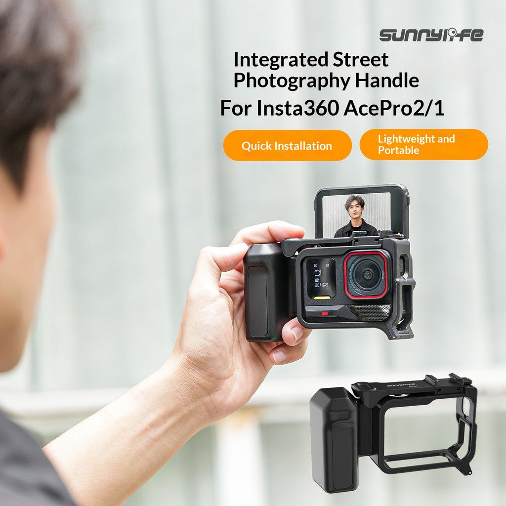 Sunnylife Thích Hợp Cho Insta360 Ace Pro 2 / 1 Tay Cầm Chụp Hình Đường Phố Phát Hành Nhanh Lồng Thỏ 