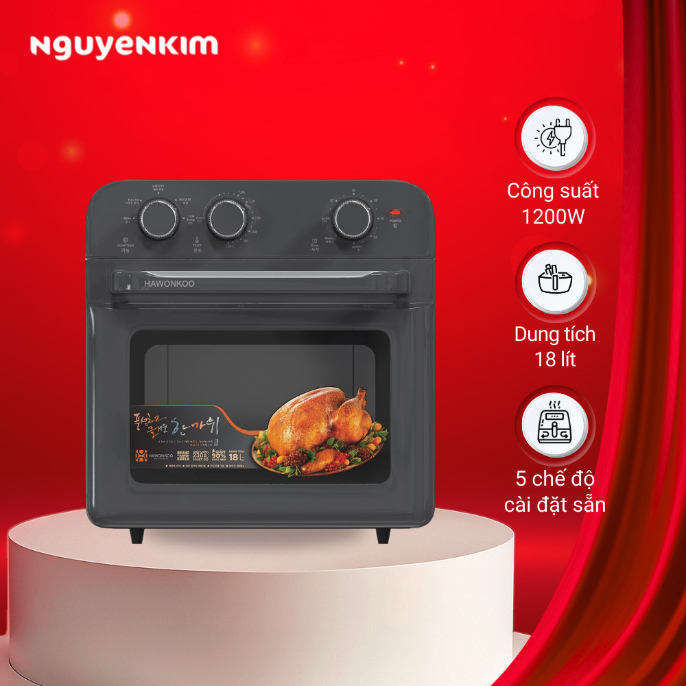 Nồi chiên không dầu Hawonkoo 18 lít AFH-180-GR Xám