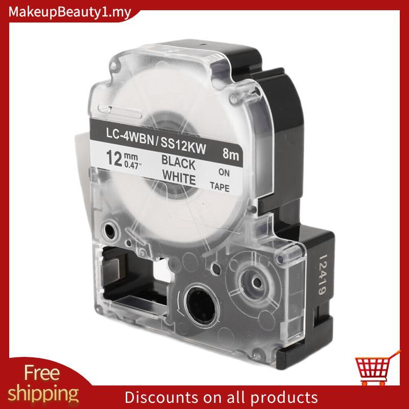 5 Gói Thay Thế -4WBN LC-4WBN9 (SS12KW) Băng Nhãn Cho LabelWorks LW300 LW400 LW500 LW700 Đen Trên Trắ