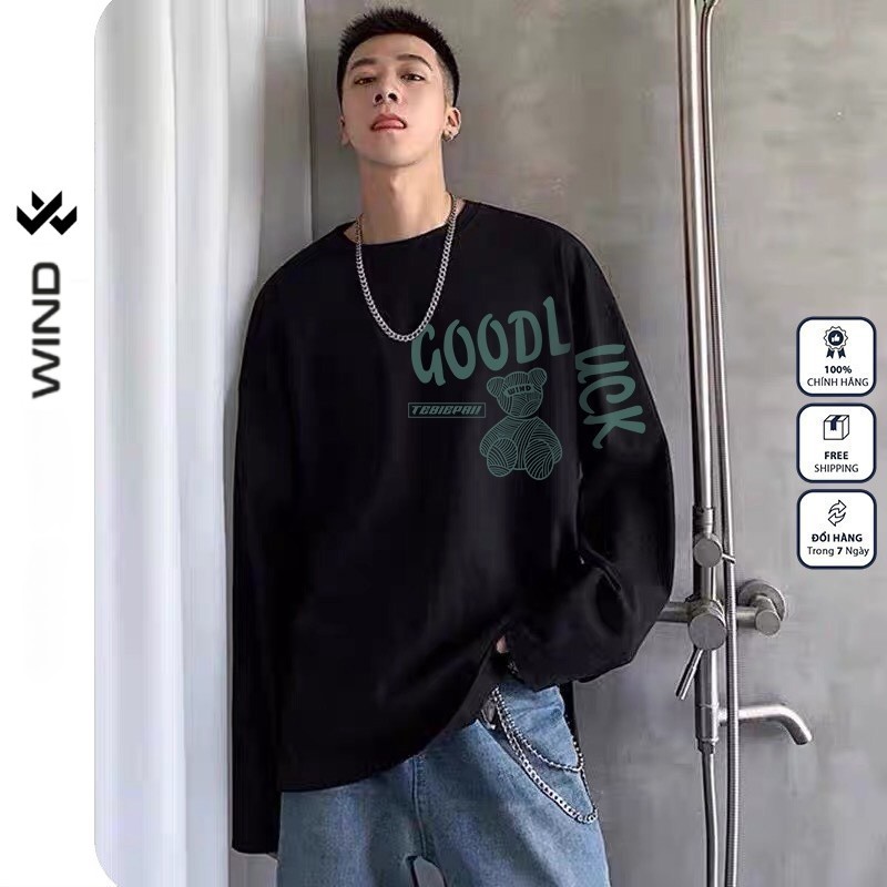 Áo Thun Tay Dài Unisex Wind Clothing Form Rộng Good Luck thời trang sweater nam nữ oversize