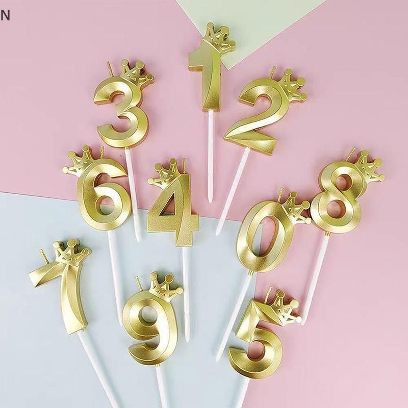 NS 1 Vàng Thái Kỹ Thuật Số Nến Bánh Sinh Nhật Nến Trẻ Em Tiệc Sinh Nhật Bánh Cưới Nến 0-9 Số Nến NS