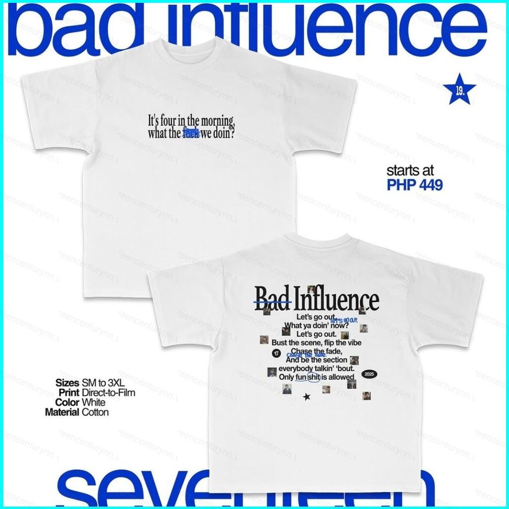Áo thun SEVENTEEN BAD INFLUENCE tay ngắn cho fan K-pop - JEONGHAN, JOSHUA