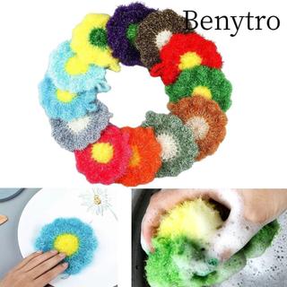 Benytro Khăn lau bát đĩa dầu chống dính BENYTRO Acrylic, Bọt biển làm sạch acrylic chống trầy xước, Dụng cụ làm sạch nhà bếp sáng tạo Bóng rửa bát hoa Máy chà bát đĩa đầy màu sắc Nhà bếp