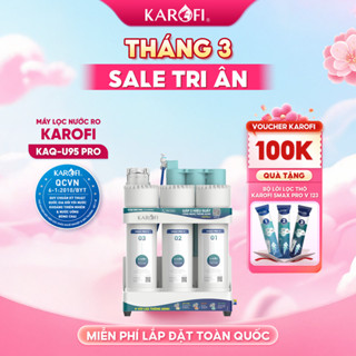 [TẶNG BỘ LÕI] Máy lọc nước để gầm Karofi KAQ-U95 Pro - 10 lõi, Aiotec, RO Mỹ 100GPD, Lắp miễn phí
