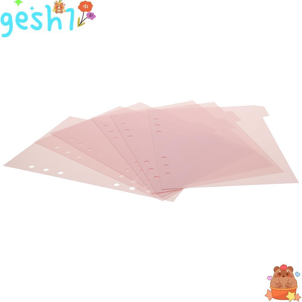 GESH1 6 CÁI Binder Divider, 6 vòng nhựa Index Page Tabs, Planner A5 6 CÁI Pink Binder Index Dividers