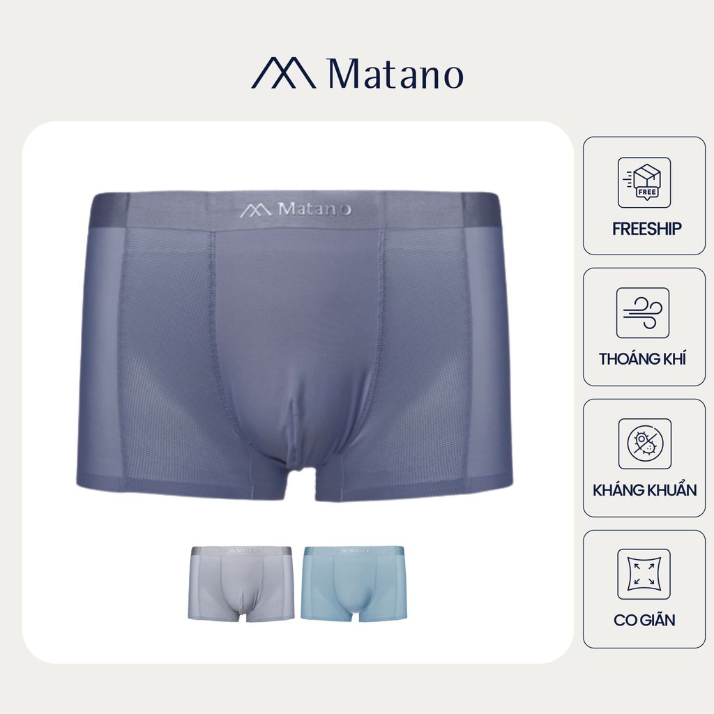 Quần Lót Boxer Nam Lụa Băng Phối Lưới Hai Bên MATANO QL068 mềm mại, thoáng khí, co giãn không bó sát