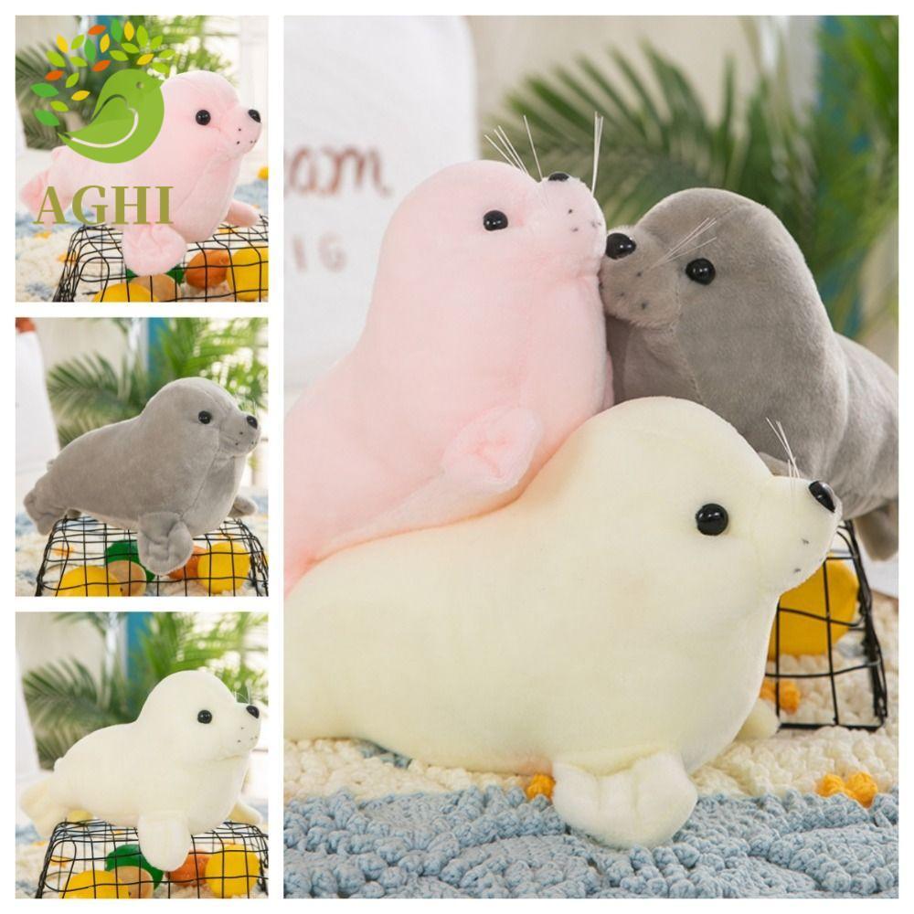 BLAZELINK Seal Búp bê sang trọng, Gối động vật Fluffy Seal Đồ chơi nhồi bông sang trọng, Lông ấm cún