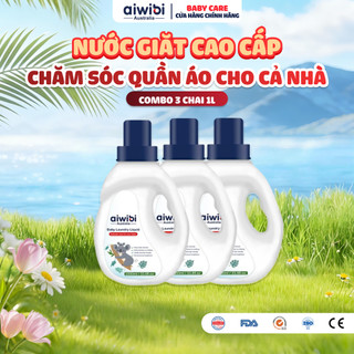 [Combo 3] Nước Giặt Aiwibi Cho Bé Bảo Vệ Quần Áo Mềm Mại, Dịu Nhẹ, Không Gây Kích Ứng (1000ml)