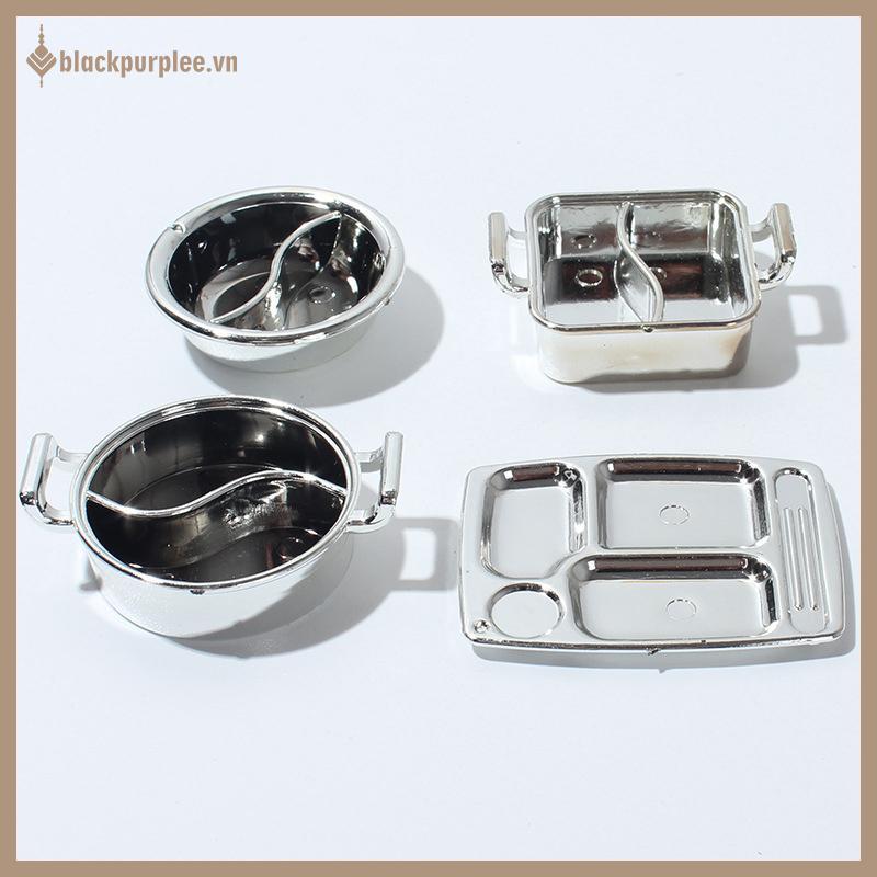 BURPLE 1 / 12 Nhà Búp Bê Mô Phỏng Nồi Canh Nhà Búp Bê Mini Lẩu Bộ Đồ Ăn Búp Bê Nhà Bếp Phụ Kiện Nấu 