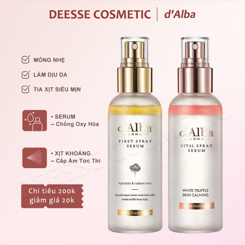 d'Alba Xịt Khoáng Truffle Ý 100ml – Cấp Ẩm, Glow Da, Makeup Fix