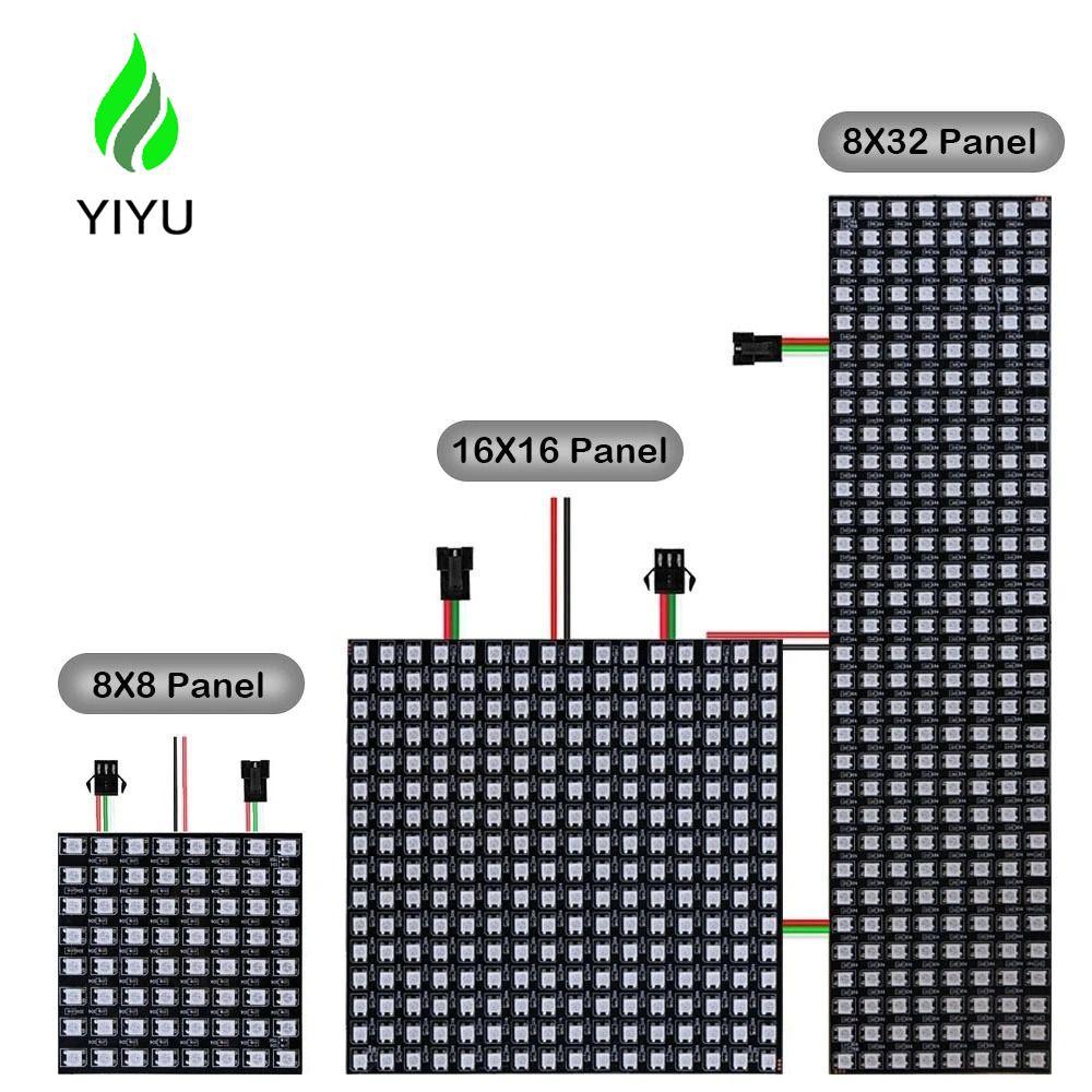 YIYU Pixels Led Panel RGB LED với IC WS2812 8x8 16x16 8x32 Đèn bảng ma trận WS2812B có thể định vị r