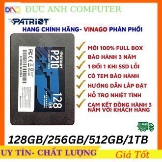 Ổ Cứng SSD 128GB, 256GB, 512GB PATRIOT P210 SATA 3  - New 100% - Bảo Hành 3 Năm Chính Hãng
