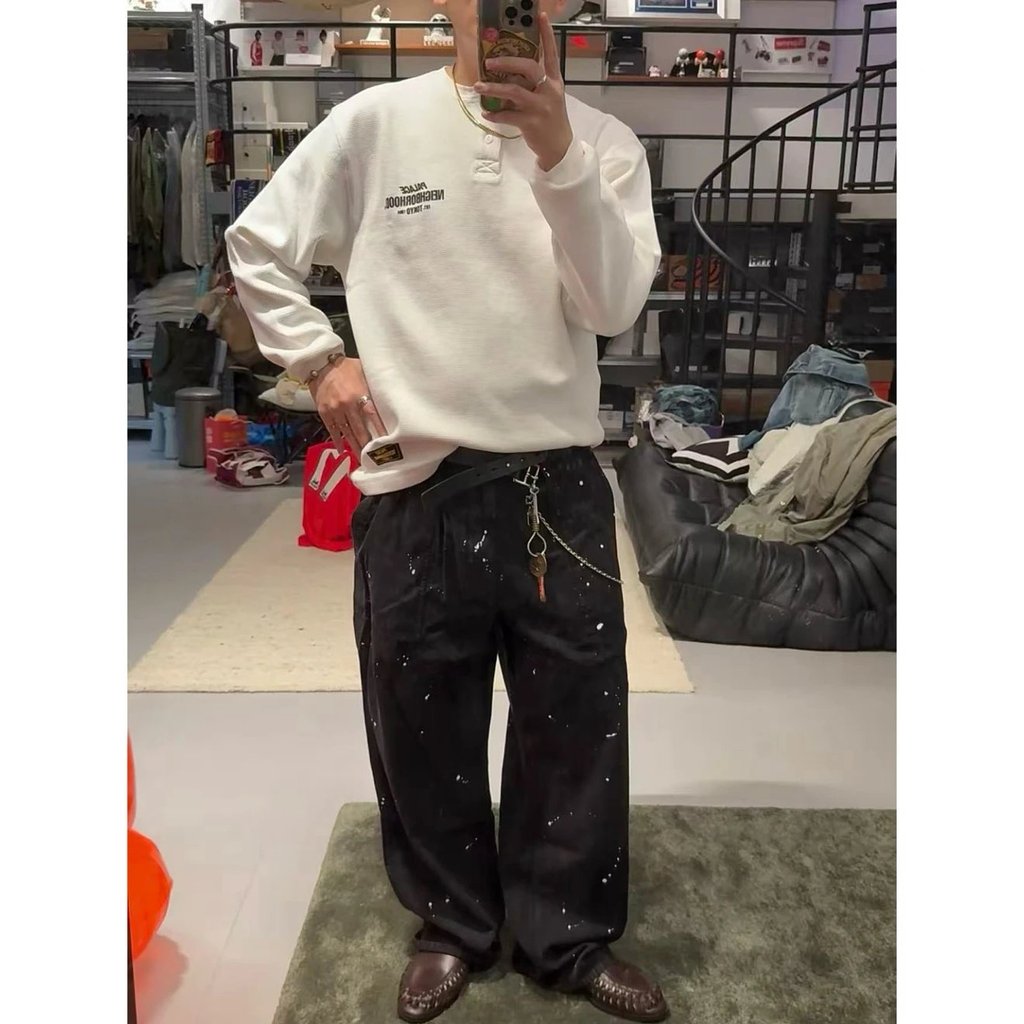 KOGL Waffle NBHD × Pal Collaboration Henry Collar Long Sleeve Shirt T Shirt Bottoming Shirt Tide