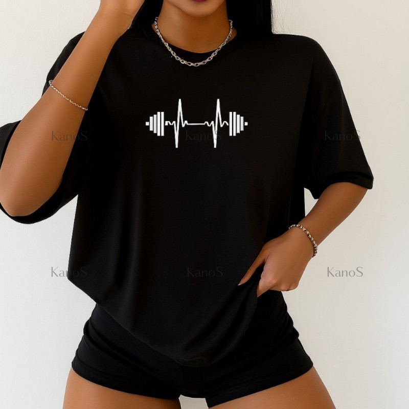 Áo thun Oversize ngắn tay họa tiết Y2K, cổ tròn - Kanos Shop