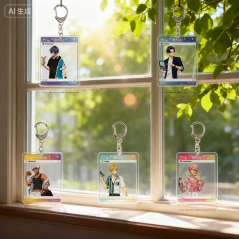 Móc khóa Obey Me mica Acrylic 6cm in hình Barbatos Diavolo Mammon Lucifer Solomon Simeon Luke quà tặ