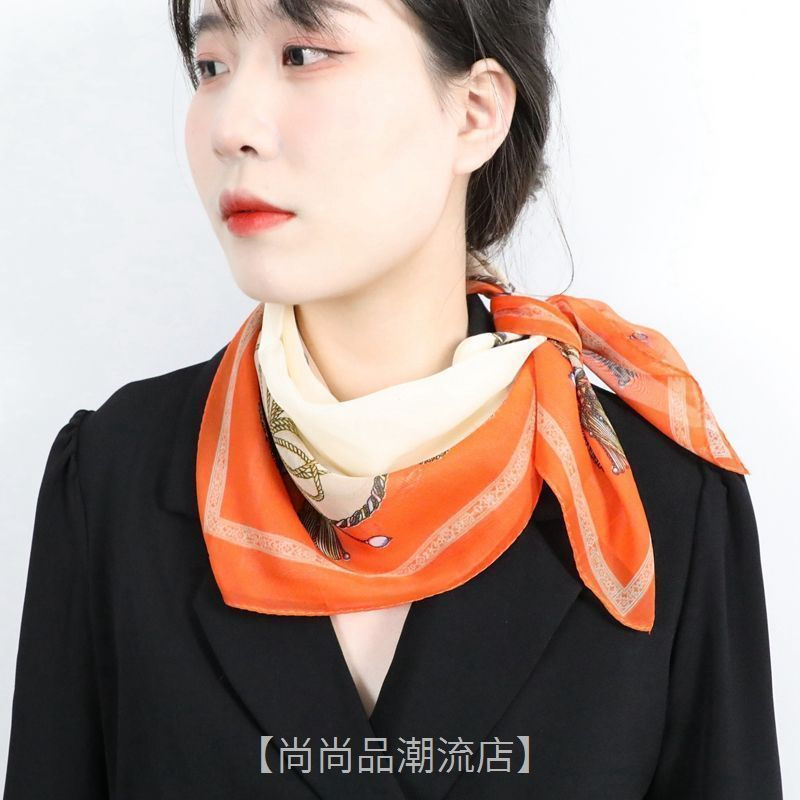 New Product#65New autumn and winter small square scarf, chiffon thin silk scarf, neck protector, sun