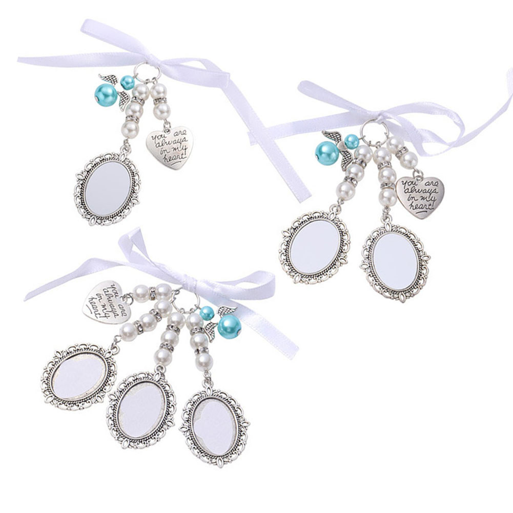 【VARSTR】Bridal Bouquet Heart Photo Frame Memory Charm Wedding With Heart Beads Gift