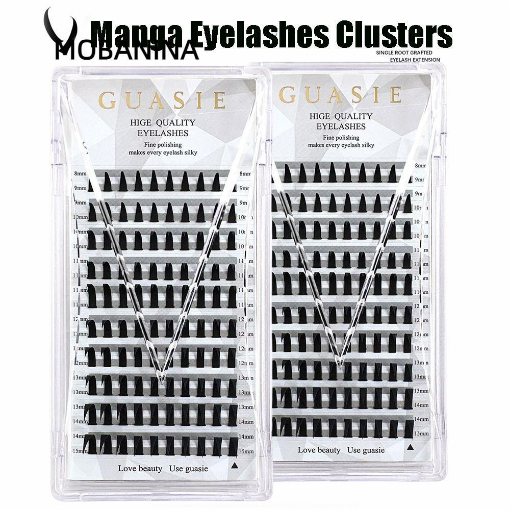 MOBANINA Cụm Lông Mi, Cụm Lông Mi Manga 8-15mm, 10 Hàng Baddie Anime Handmade C Curl Eye Cluster Lôn