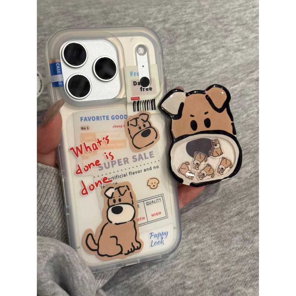 Sidos Nhật Bản Frosted Line Puppy Nhãn tiếng Anh Thích hợp cho ihone17promax Apple 16p Vỏ Điện Thoại
