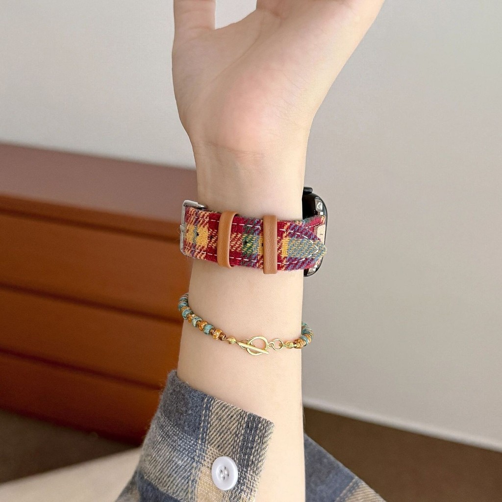 Dây da cầu vồng Hello Kitty phù hợp với Apple Watch Series 6-11 và Apple Watch SE