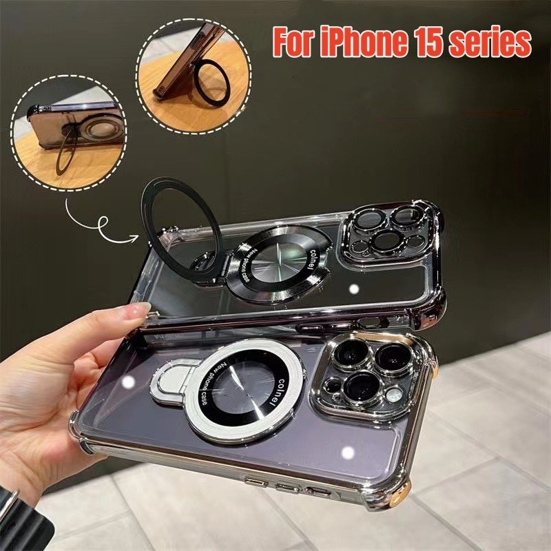 Ốp từ tính mạ kim loại sang trọng cho IPhone 17 16 15 14 13 12ro max có bảo vệ Camera Mặt sau chống 