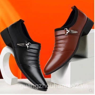 Giày Da Nam Mới Thoáng Khí Nam Thời Trang Giày Da Nam Mũi Nhọn Giày Bắn Súng Anh Công Sở Trang Phục 