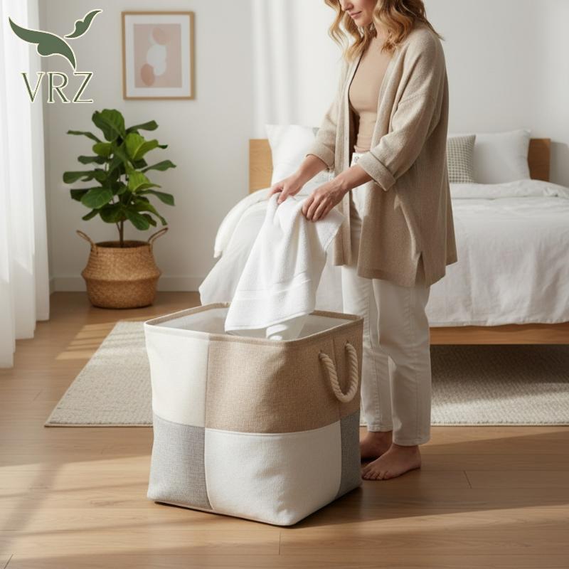 VRZ Gấp Vải Lanh Giỏ Chứa Đồ 40x30x30CM Nhà Tổ Chức Hộp Quần Áo Hộp Đựng Tủ Kệ Giải Pháp HOT