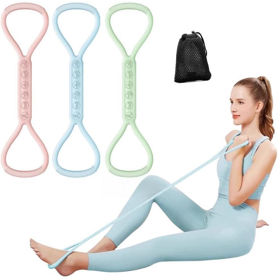 Dây kháng lực hình 8 dành cho vật lý trị liệu và tập luyện cơ lưng, vai; 3 cấp độ kháng lực (15lbs, 