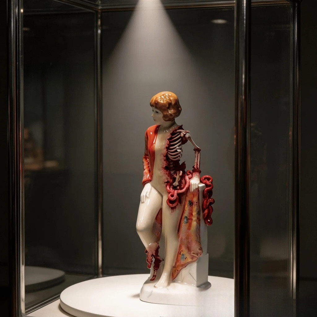 Nghệ thuật gốm sứ nữ bị vỡ thủ công – Hình Courtney / Sadie / Skull để trưng bày kệ tại nhà / văn ph