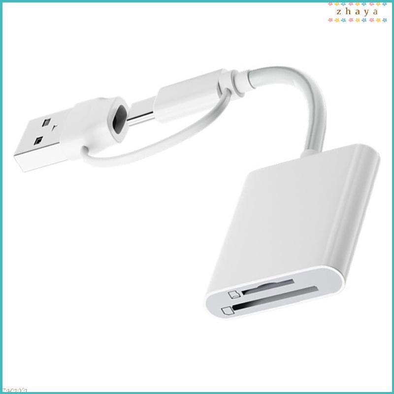 ZHAYA 2 Trong 1 USB Loại C Đầu Đọc Thẻ Adapter Cho PC Laptop Phụ Kiện Đầu Đọc Thẻ Nhớ Điện Tử PC Phụ