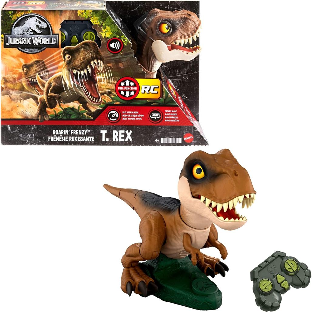 Đồ chơi RC Mattel Jurassic World Roarin 'Frenzy T Rex, Khủng long Tyrannosaurus Rex điều khiển từ xa