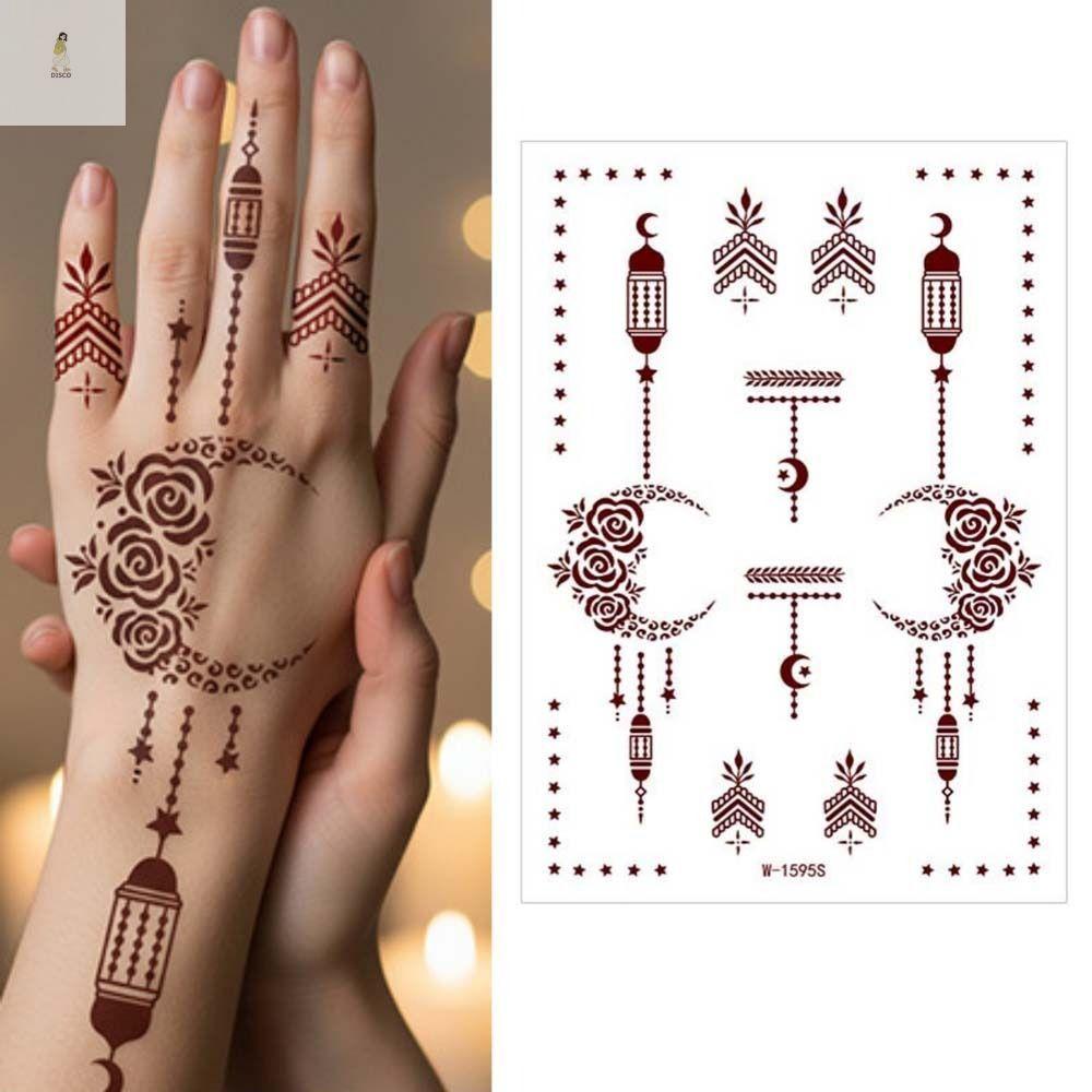 DISCO Henna Hình Xăm Dán, Đỏ Mehndi Dán Chân Cánh Tay Hình Xăm Tạm Thời, Ren Đỏ Henna Hình Xăm Ren G