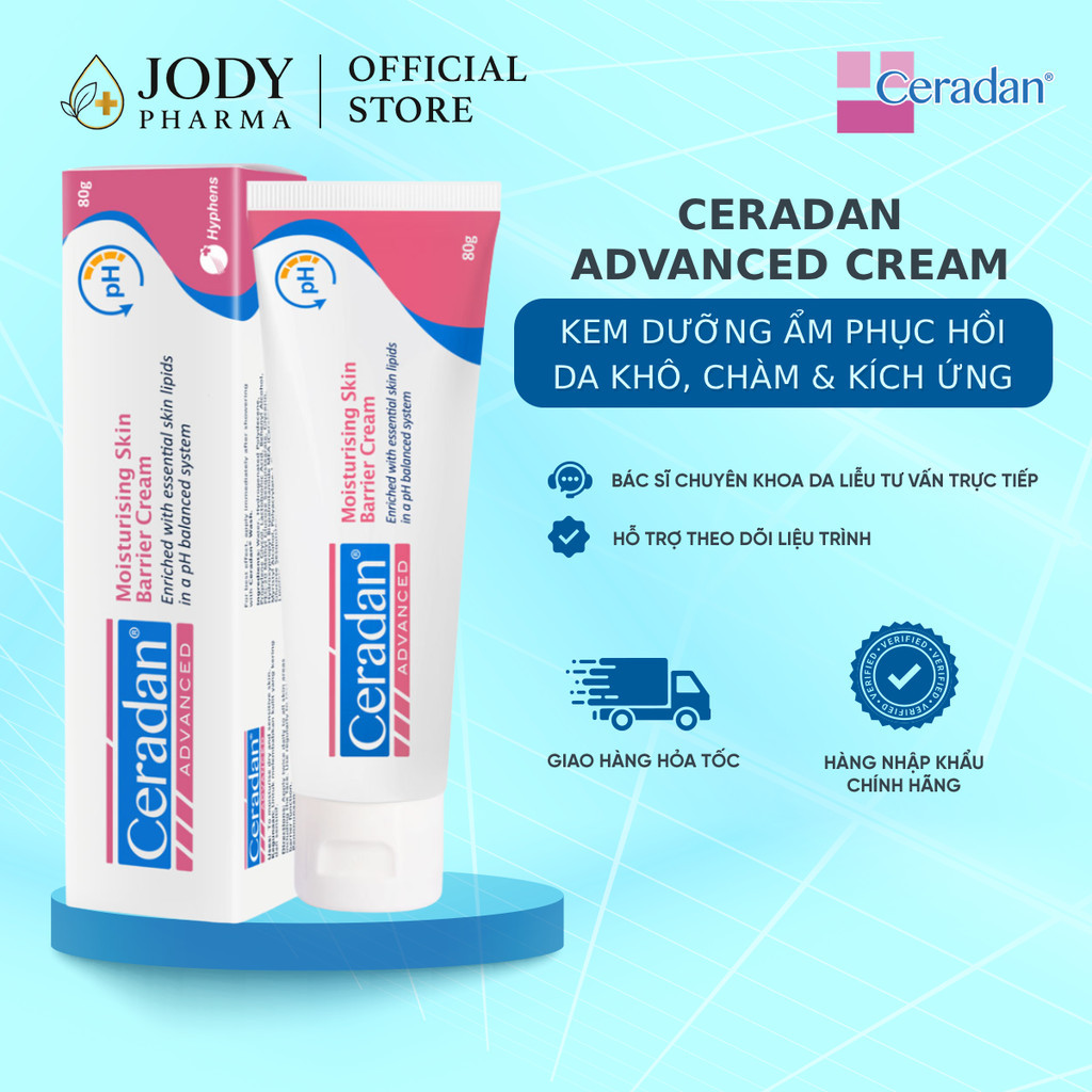 [HÀNG CÔNG TY] Kem dưỡng ẩm phục hồi cho da chàm, da khô Ceradan Advanced Skin Barrier Cream (30g)