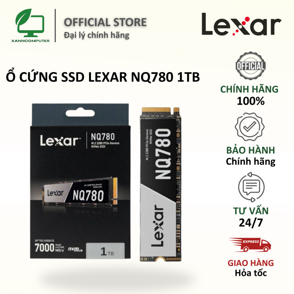 Ổ Cứng SSD LEXAR NQ780 1TB NVMe PCIe Gen4 x4 M.2 2280 Tốc Độ Cao 6500MB/s New