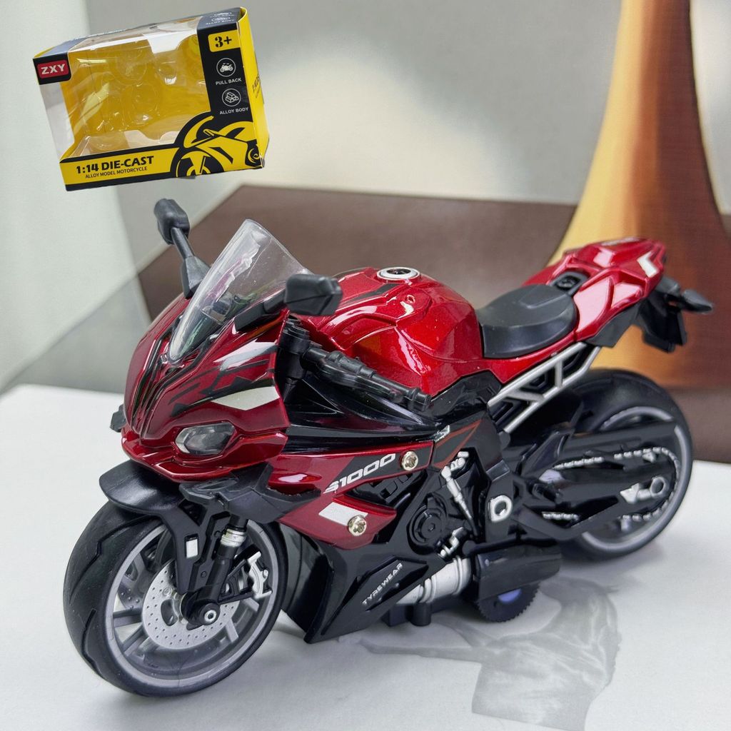 Mô Hình Xe Mô Tô BMW S1000RR Hợp Kim - Đồ Chơi Trẻ Em Có Bánh Đà Trang Trí