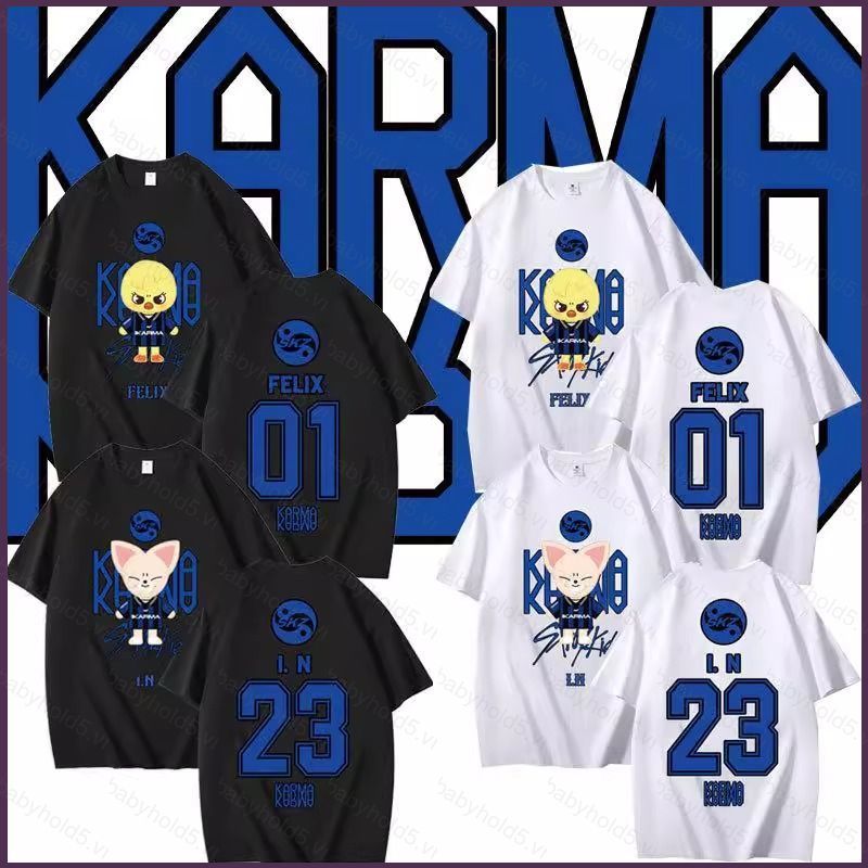 BH5 Stray Kids KARMA CHANGBIN HYUNDAI FELIX IN Áo thun tay ngắn KPOP tee BH5