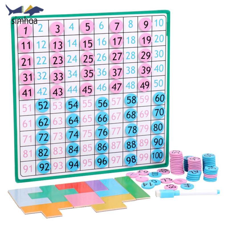 Simhoa 1 Bộ Gỗ Từ 1-100 Bảng Số Đếm Trò Chơi Toán Học Đồ Chơi Số Học Sớm