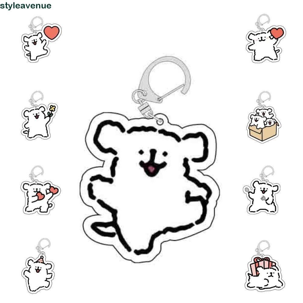 STYLEAVENUE Acrylic Little White Dog Móc khóa, Chó Malta Little White Dog Acrylic Maltese Dog Mặt dâ