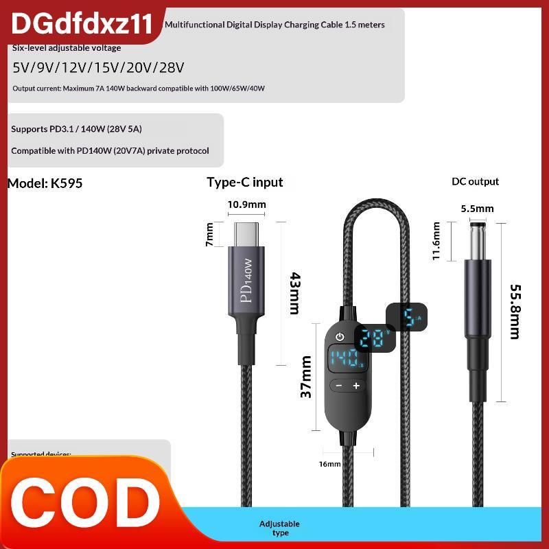 [DZ1] Cáp tăng cường nguồn USB C sang DC Dây kết nối bộ chuyển đổi điện áp có thể điều chỉnh cho bộ 