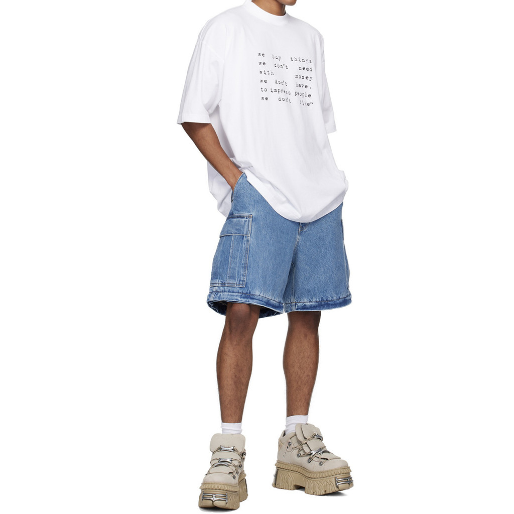 K5TW Vetements Slogan logo Letter printed round neck loose short sleeves for men and women T T shirt