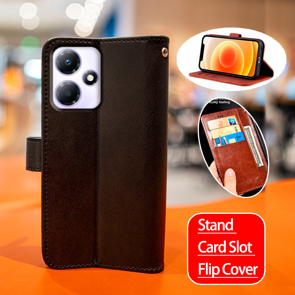 Vintage Cổ Điển Da Cho Infinix Hot 30 Chơi NFC X6835B X6835 Ví Folio Vỏ Điện Thoại Lật Notebook Bao 