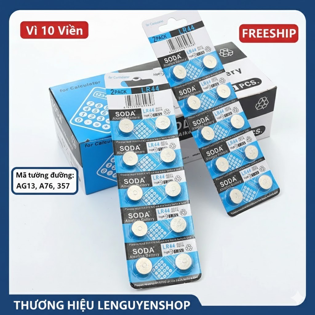 Hộp 20 Vỉ (200 Viên) Pin Cúc Áo SODA/TIANQIU LR44 (AG13), LR1130 (AG10), LR41 (AG3), LR626 (AG4) - H