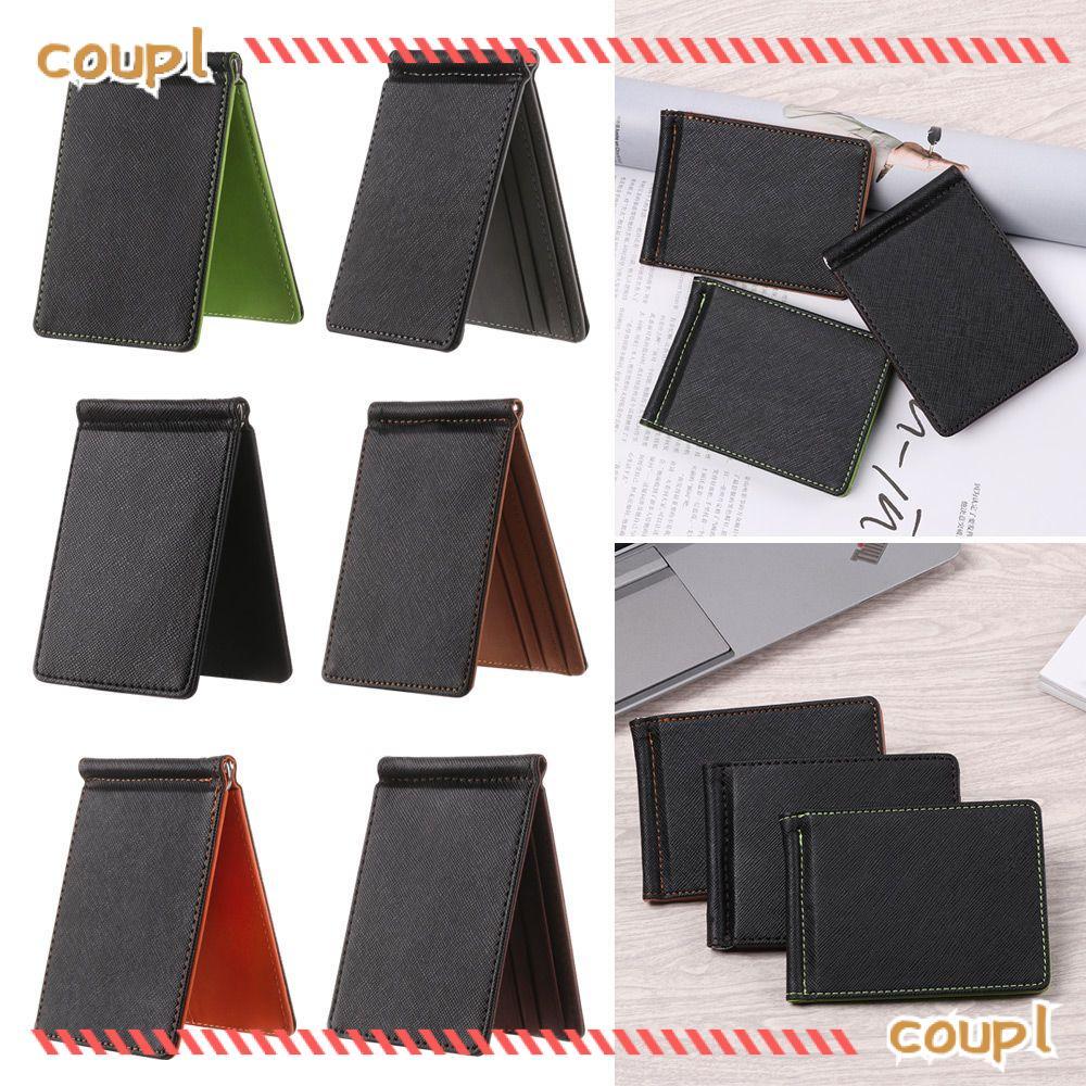 Ví da ngắn COUPL Slim PU Leather Sollid Thin Wallet Đựng thẻ ID