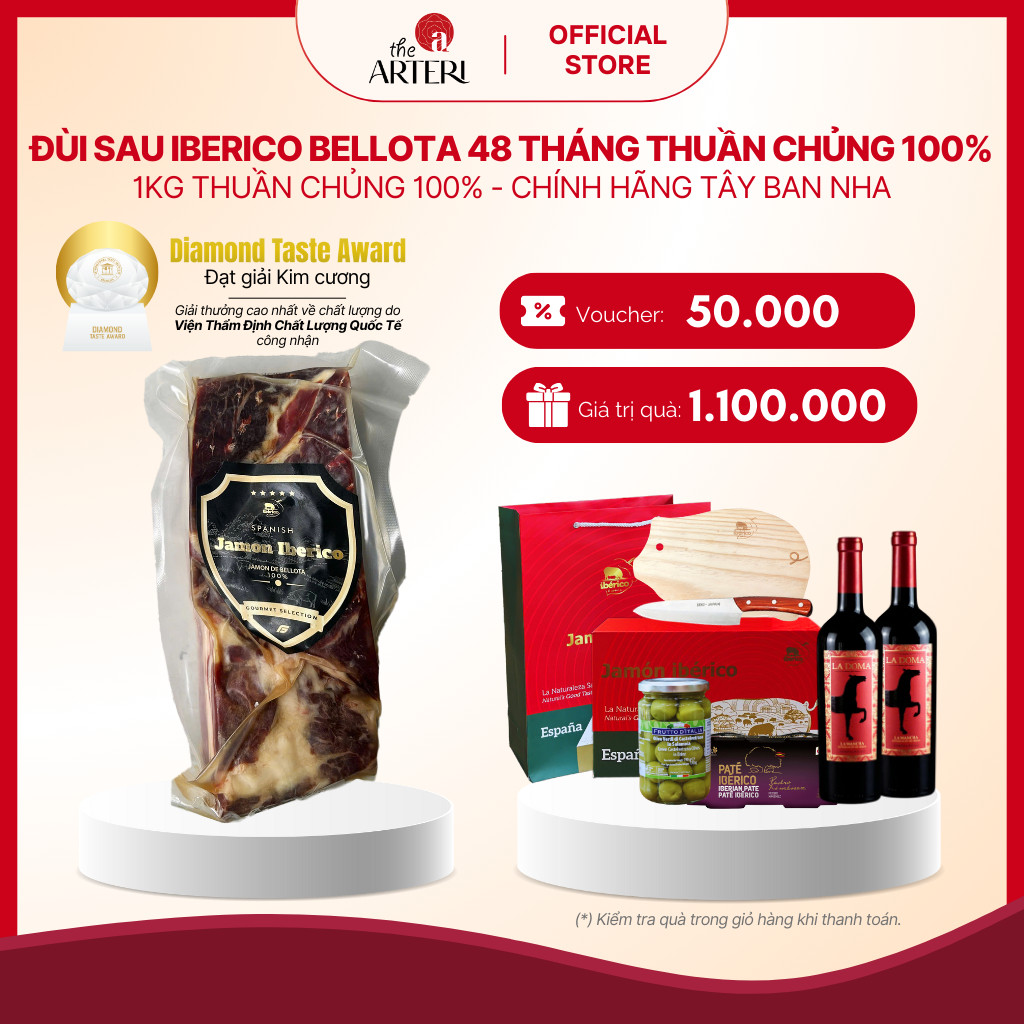 Hộp Quà Đùi Heo Muối Iberico 1kg Đùi Sau Iberico Bellota Thuần Chủng 100% Ủ Muối 48 Tháng Không Xươn