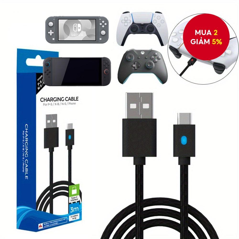 Cáp sạc 3m cho PS5/PS5 Slim/Xbox Series S X/Switch/NS Pro USB C Type C cho phụ kiện tay cầm chơi gam