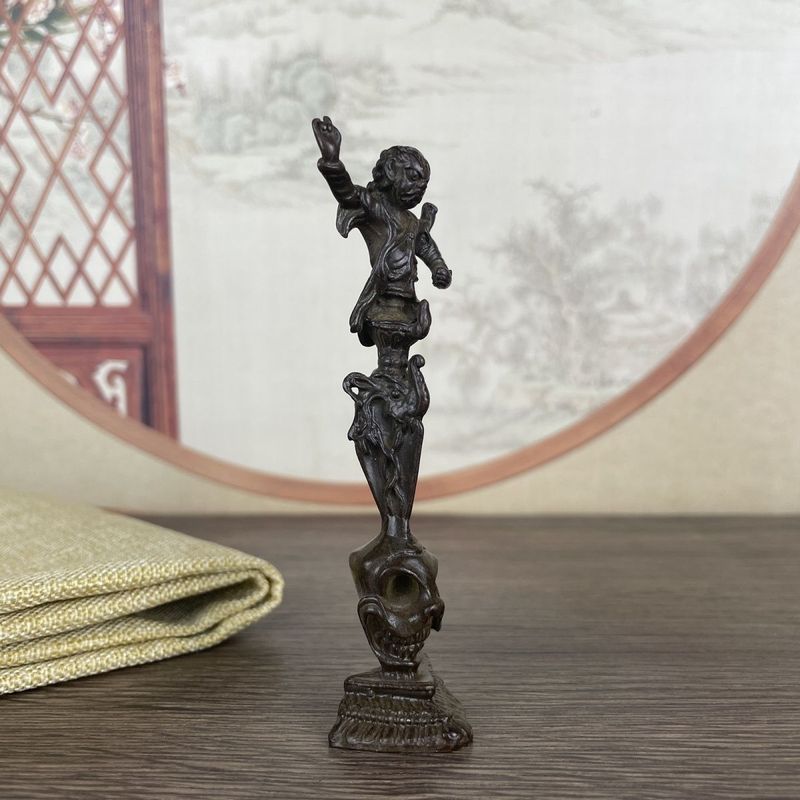 Retro Cổ Đồng Tức Giận Guru Rinpoche King Kong Để Bàn Trang Trí Tôn Giáo Ma Thuật Dụng Cụ Demon Pest