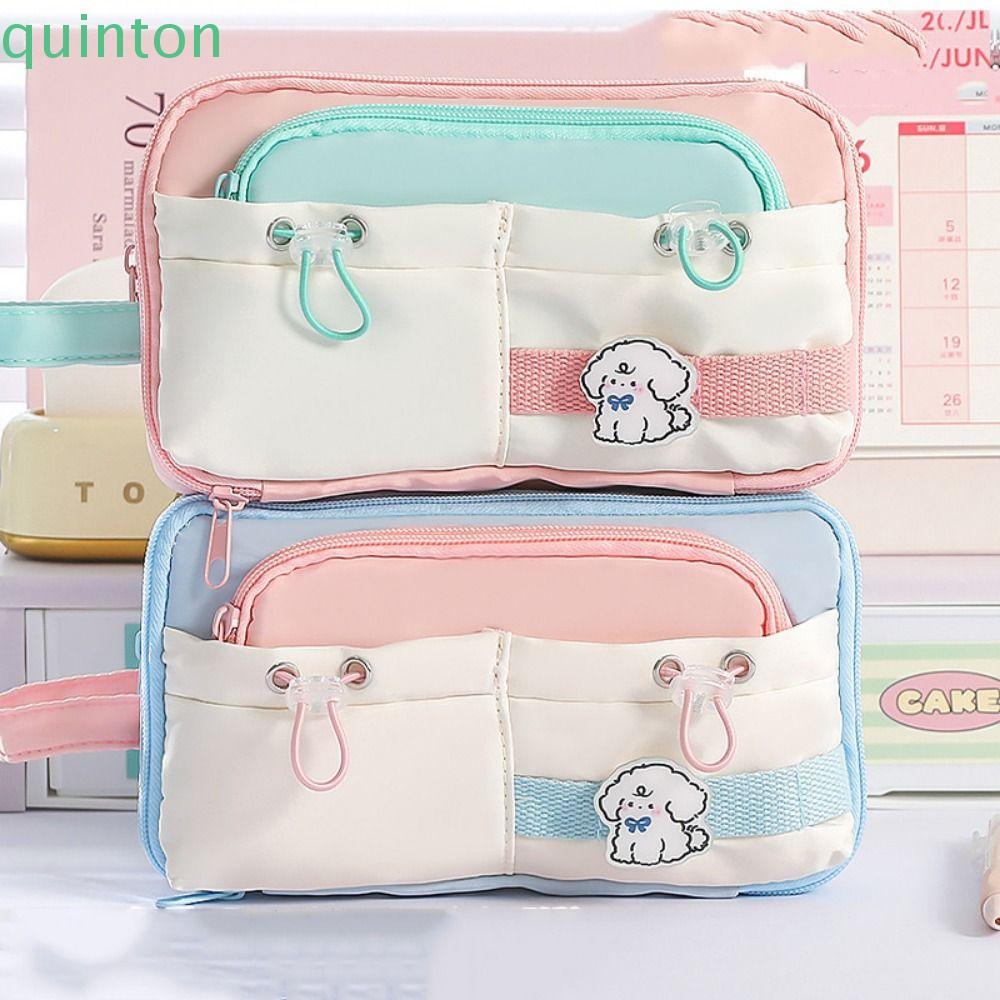 Hộp đựng bút chì học sinh QUINTON, Túi đựng bút chì dễ thương nhiều lớp dung tích lớn, Kawaii Canvas