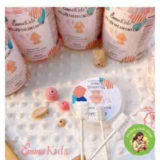Hộp 30 Que Gạc Rơ Lưỡi, que tưa lưỡi  vệ sinh răng miệng cho  Trẻ Chính hãng EmmaKids dùng cho bé sơ sinh và trẻ nhỏ
