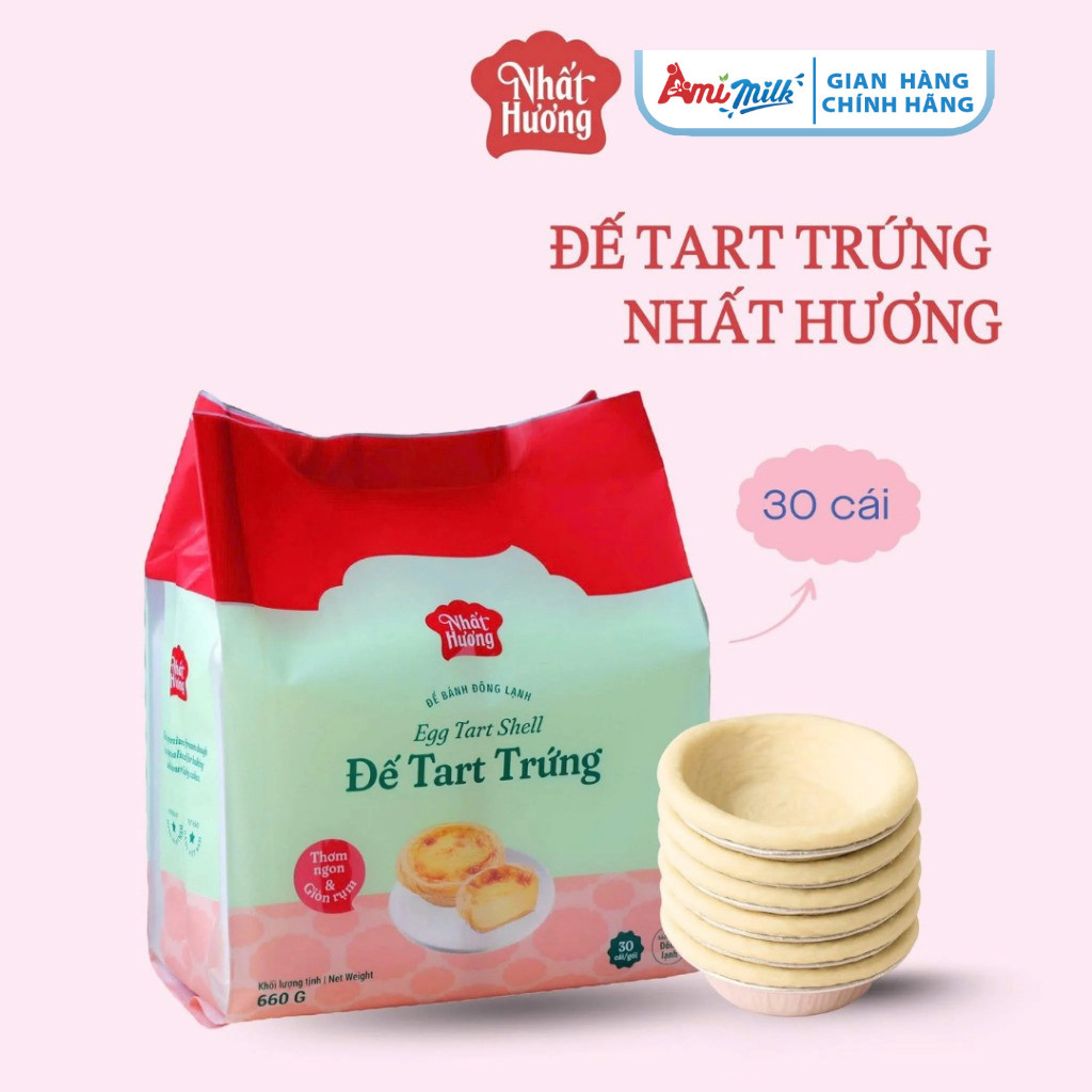 Đế Tart trứng Đông Lạnh Nhất Hương Gói 660g (gồm 30 Cái) - tiện lợi, làm tart trứng nhanh chóng